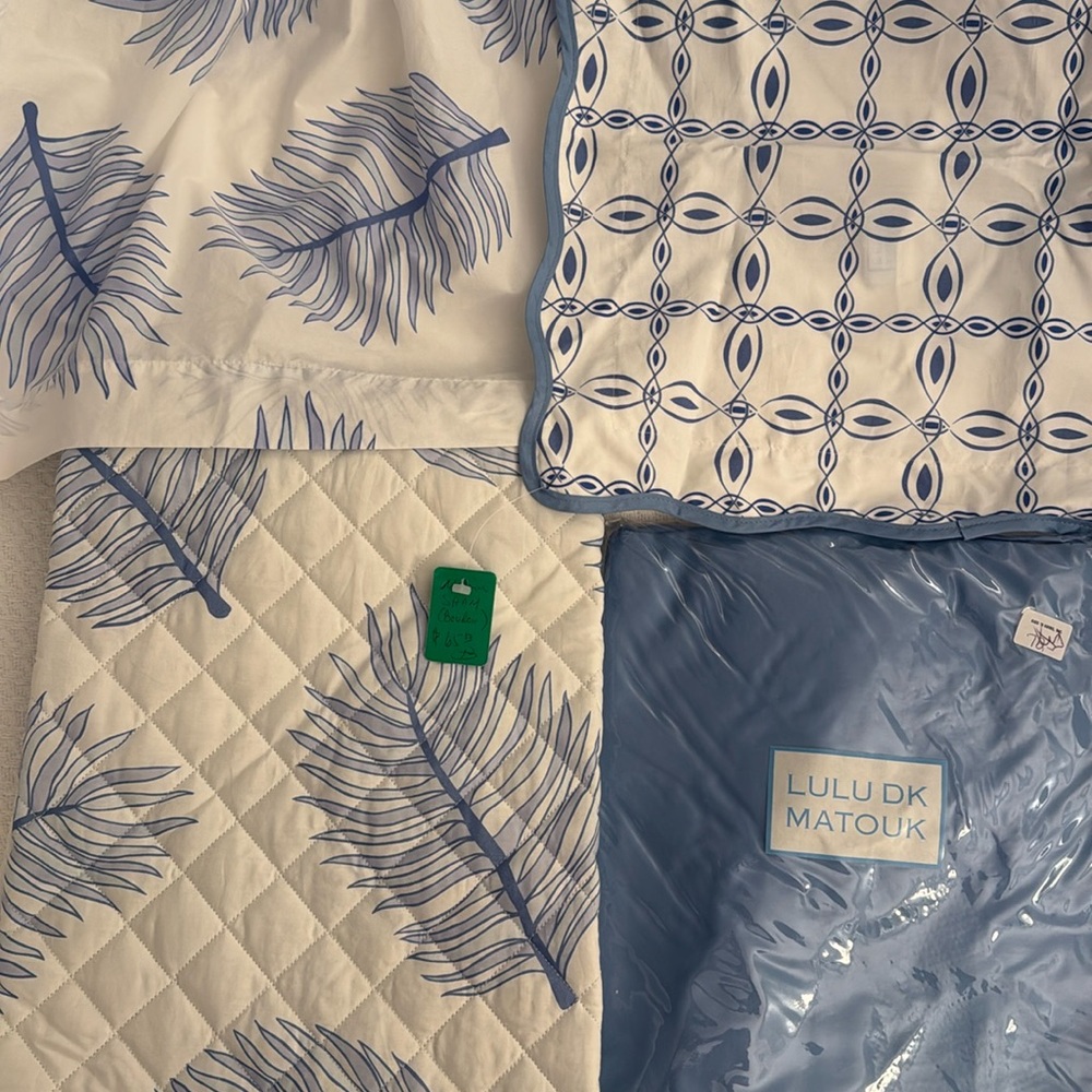 Lulu DK for Matouk crib set (skirt and blanket plus nwt sham and nwt sheet)